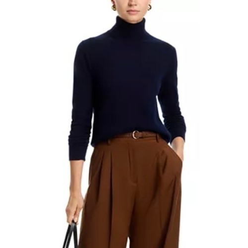 C by Bloomingdale's Navy 100% Cashmere Turtleneck Sweater Women's M Retails $188