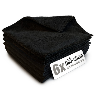 bio-chem Mikrofasertuecher 6x schwarz 40x40 cm   Reinigungstuecher Auto & Haus