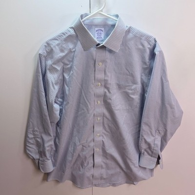 Brooks Brothers men's new without tags blue checkered cotton shirt Size 15-4/5