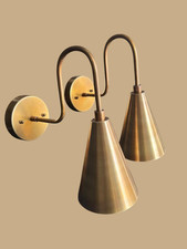 Mid-Century Modern Brass Wall Sconce Stilnovo Handmade Bedside lamp Pair