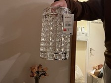 Silver Lampshade Ceiling Light Sparkle Bead Lamp Shade Cylinder Drum