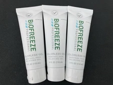 3x Biofreeze Professional Colorless Gel Menthol-Pain Relieving Gel 4oz Exp 03/28