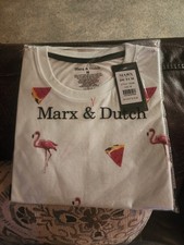 Marx and Dutch Mens Graphic T-Shirt Flamingo Watermelon Summer Spring Tee Large