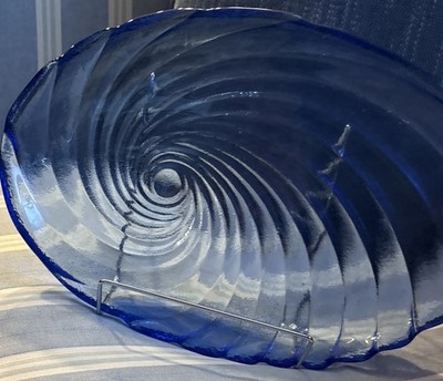 Studio Nova Cobalt Blue Swirl oval Serving Plate - Vintage 13x9