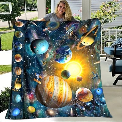 Flanelldecke Weltraum Planeten Druck warme weiche Decke Geschenk