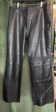 Black Leather Pants Lined Size 18 x 32 Straight Leg Classic Fit Motorcycle Wear