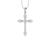 0.25 Carats Diamond Cross Pendant in 14k White or Yellow Gold F-G, SI2-I1 