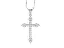 0.25 Carats Diamond Cross Pendant in 14k White or Yellow Gold (F-G, SI2-I1)