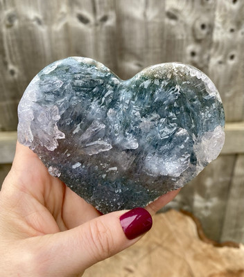 Kristall Herz Quarz Natur Roh Druzy Zucker Regenbogen Amethyst 219g