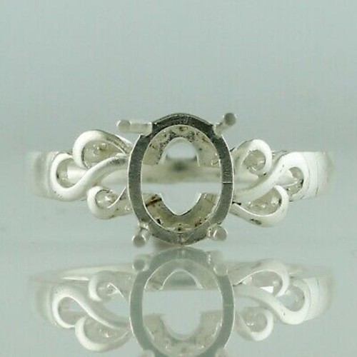 925 Sterling Silver 8x6mm Oval Semi Mount Solitaire Ring For Wedding Ring