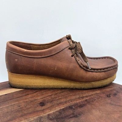 Clarks Padmora Shoes Women's 7M Brown Leather Crepe Wallabee Moc Chukka Low