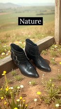Via Spiga, Woman, Booties, Black, Size 6.5, Leather,Straps With Buckles,Zipper.
