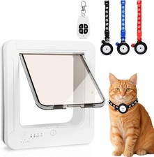 Smart Cat Door Microchip Cat Flap Pet Door 3 Collar Sensor Keys 1 Remote Control