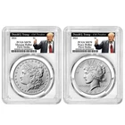 2pc Set - 2024 $1 Morgan and Peace Silver Dollar PCGS MS70 FS Trump 45th