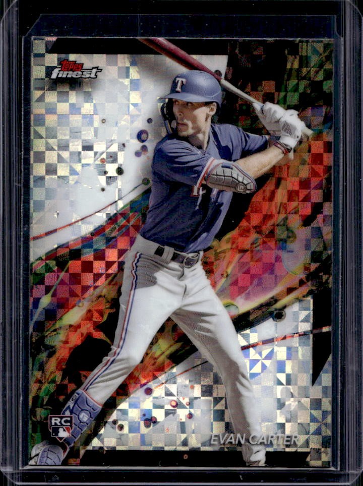 2024 Topps Finest Evan Carter RC Checkerboard Refractor Rookie #62 Rangers
