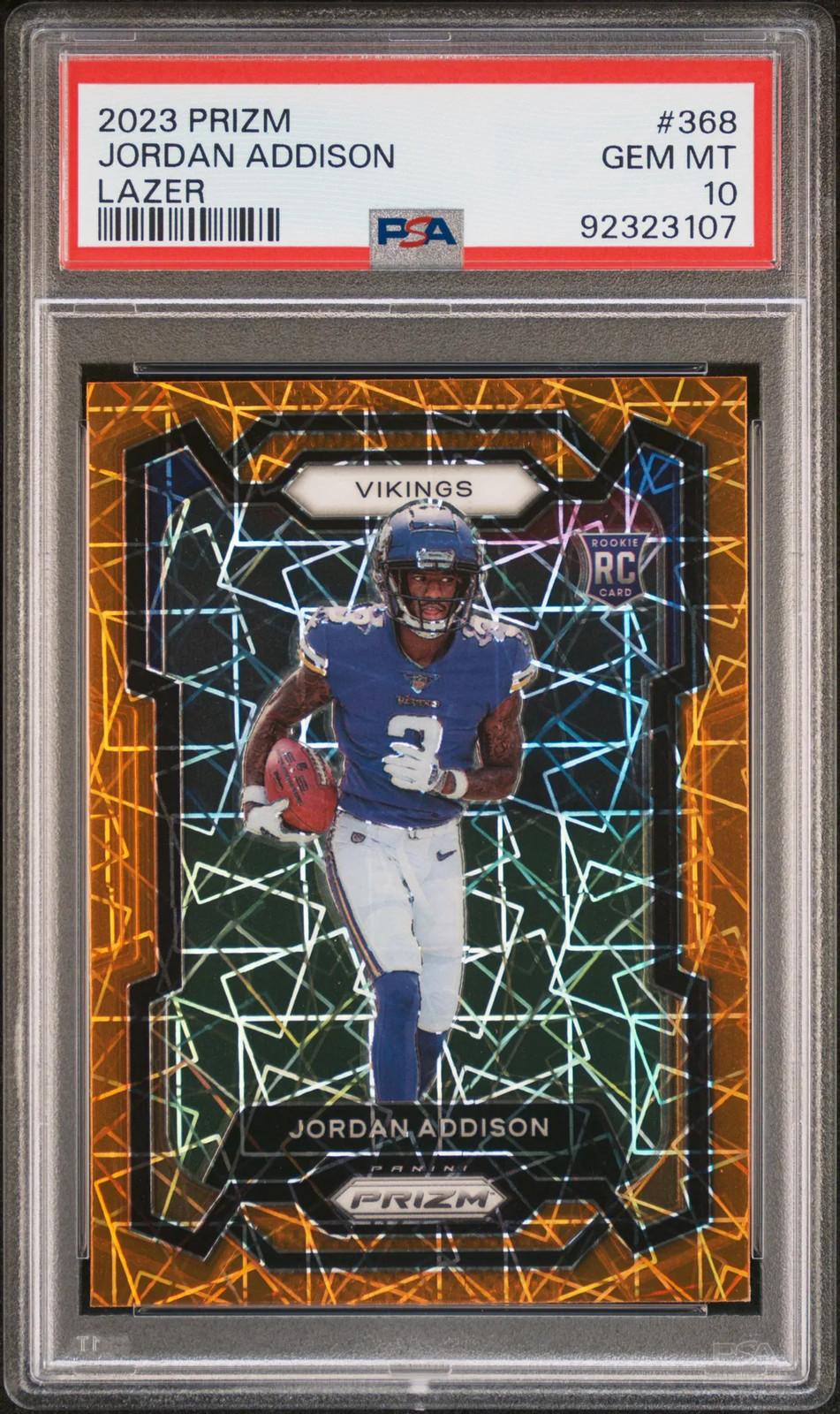2023 Prizm Jordan Addison Lazer Rookie #368 PSA 10 GEM MINT Minnesota Vikings