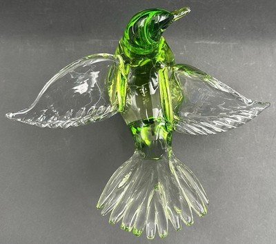 Vintage Murano Italian Glass Dove Bird Signed Franco Moretti Green