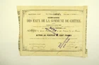 COMPAGNIE DES EAUX DE LA COMMUNE DE CRETEIL ACTION DE 100 FRANCS CRETEIL 1858