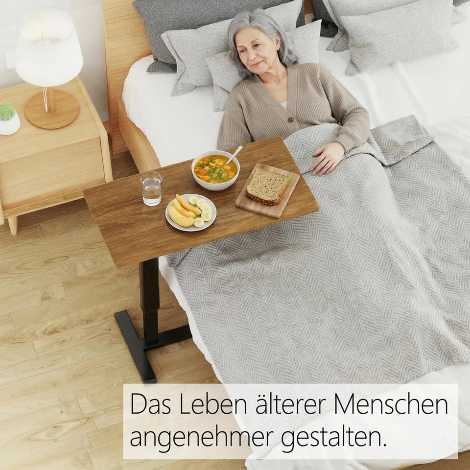 FATIVO Betttisch Rollbar Höhenverstellbar Pflegetisch Krankentisch Laptoptisch - Bild 3 von 4