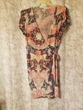 emma and michele dress xl wrap with coral and navy flowers
