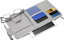 Car Sun Visor Organizer, Car Visor Storage Pouch with Zipper, Multi-Pocket Organ