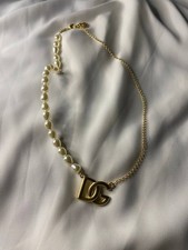Rare Dolce & Gabbana Half Pearl Half Chain DG Necklace 46cm