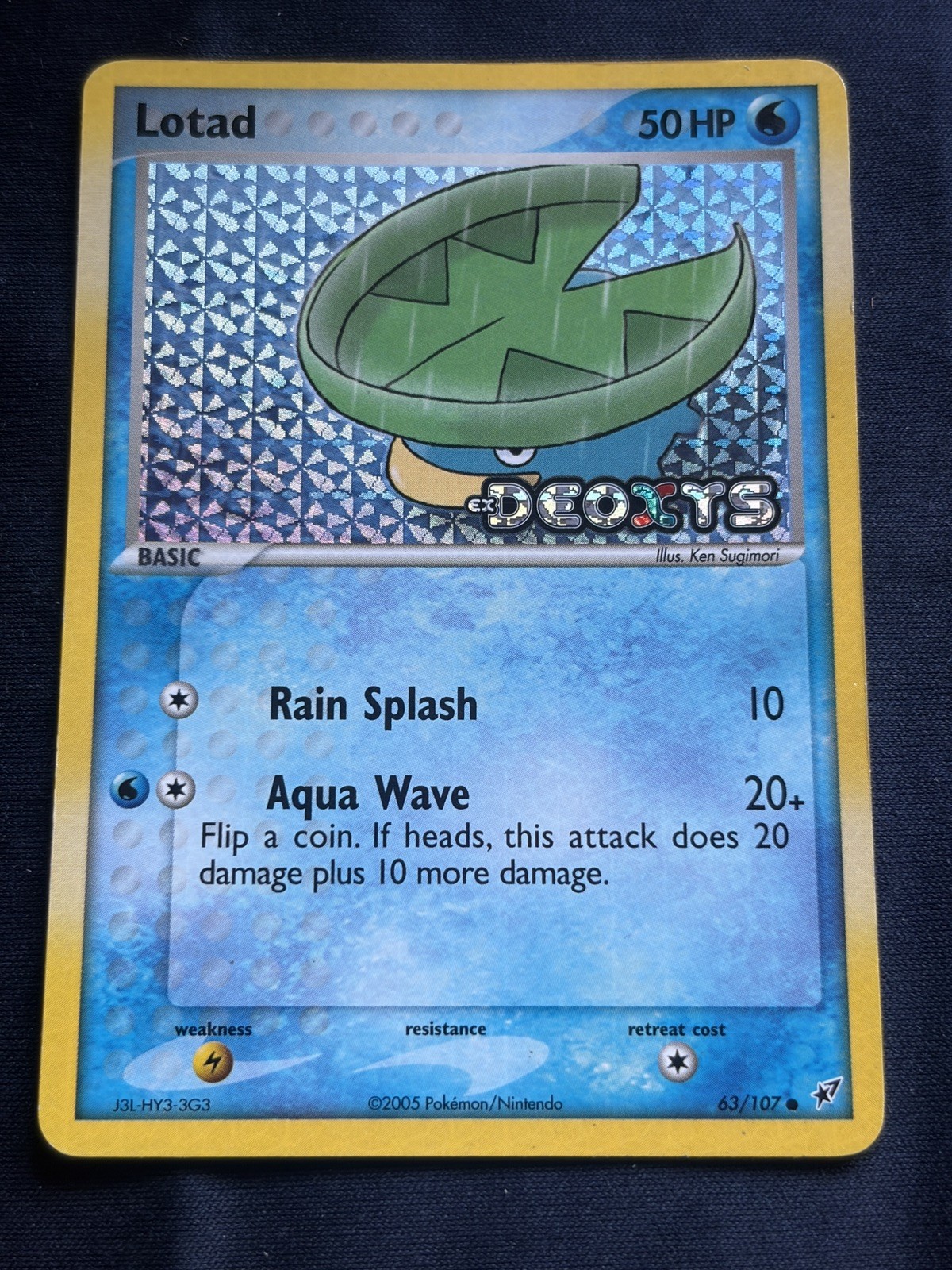 Pokemon Card - Lotad Deoxys 63/107 Common Reverse Holo Stamped