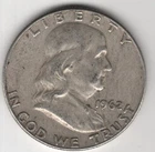 1962 D FRANKLIN HALF DOLLAR 90% SILVER DENVER MINT .50¢ UNITED STATES OF AMERICA