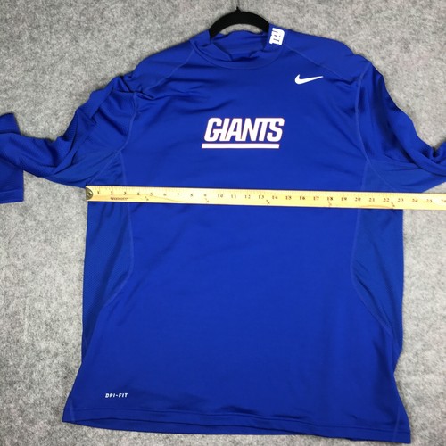 NY Giants Shirt Men's Nike On Field Hyperwarm Dri-Fit Long Sleeve Blue Mock 2XL - Picture 7 of 11