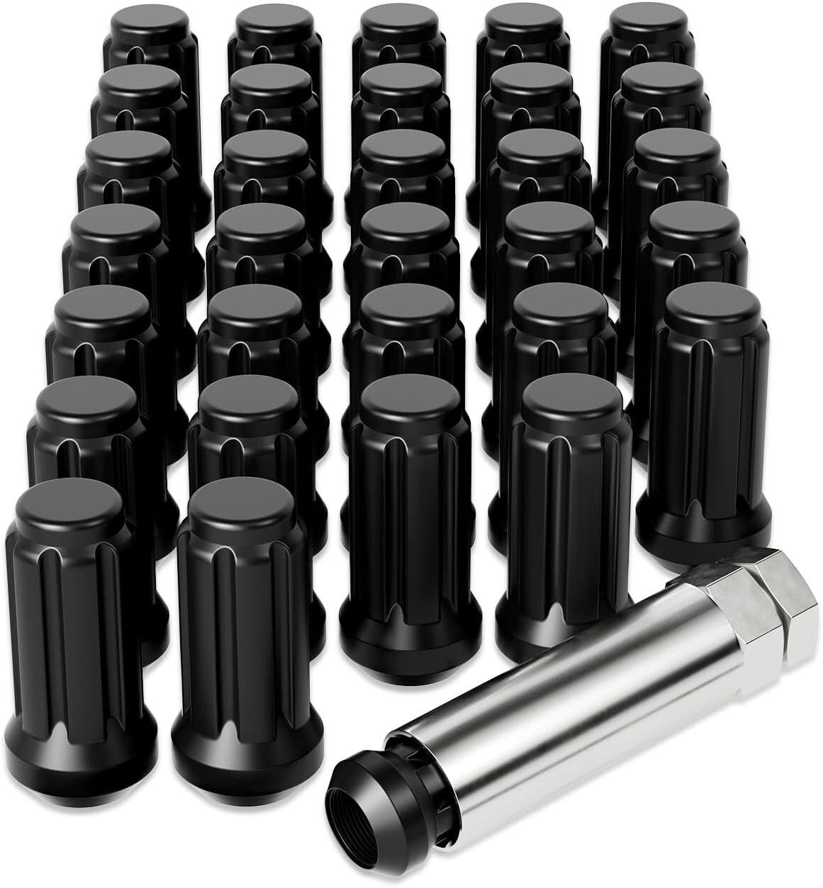 OMT 9/16-18 Wheel Lug Nuts 32 Pack, Black 9/16 X 18 Trim Lug Nuts 2 Inches Tall