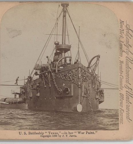 US Battleship *Texas* in her War Paint Underwood Stereoview c1900