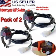 2Pcs Motorcycle KILL SWITCH Red Push Button Horn Starter Dirt Bike KTM ATV Dual