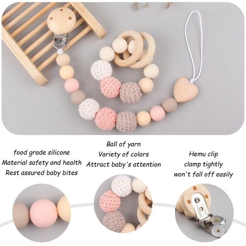 1-2pcs New Baby Pacifier Clips Teethers Bracelet Babies Chain Cute Big Crochet C - Picture 4 of 36