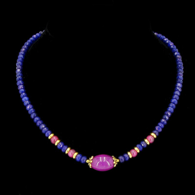BAILYSBEADS edle Saphir-Halskette Kette Collier mit Lavendelquarz neu NL172