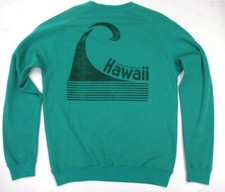 Lightning Bolt Long Sleeve Crew Neck Retro Surf Sweatshirt Teal Blue Surfing