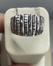 Sterling Silver Diamond Cut Dome Ring Size 7