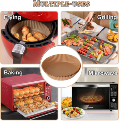 400 FOGLI PADELLA pergamena friggitrice ad aria pergamena per carta monouso forno EUR 30,45