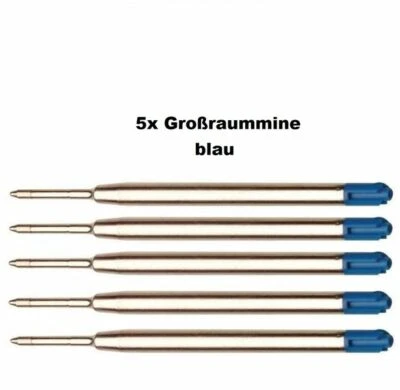 5x Metall Großraum-Mine BLAU, passend für Parker-System Kugelschreiberminen