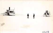 A42/ Belfast Maine Me RPPC Real Photo Postcard Reprint c1950 Winter Ice Steamers