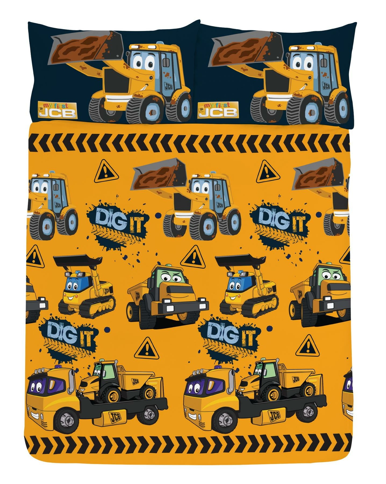 JCB Double Duvet Cover - My 1st JCB Joey Design - Official Reversible Bedding Set - Polycotton - Image 2