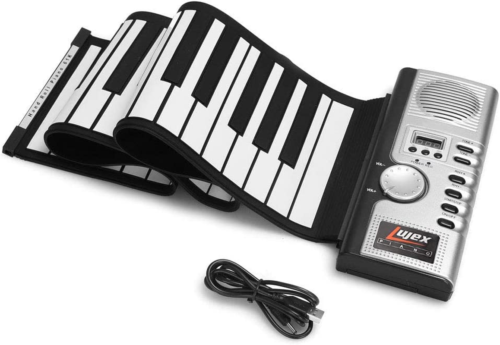 Klawiatura Pianino 61 klawiszy Roll up Pianino Przenośny akumulator elektroniczny rolka ręczna  - Zdjęcie 1 z 12