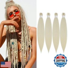 SOKU Platinum Blonde Pre Stretched Braiding Hair Extensions 24 Inch - 4 Bundl