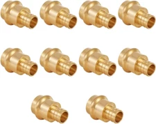 (Pack of 10)  3/4 Inch Press X 3/4 Inch PEX Crimp Coupling Brass Adapter for Cop