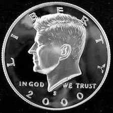 2000 S SILVER KENNEDY HALF DOLLAR - GEM CAMEO PROOF COIN 90% SILVER