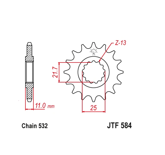Piñón delantero PBI 14T Yamaha YZF-R6 YZF750R FZR1000 GTS1000 YZF1000R Foto 2 de 2