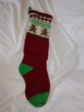 Vintage Christmas 1986 Stocking Bears Hearts 100 Wool Vermont USA