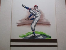 RUTH BELLITTO PAINTING AMERICAN ILLUSTRATION BASEBALL PLAYER 1940'S VINTAGE WPA