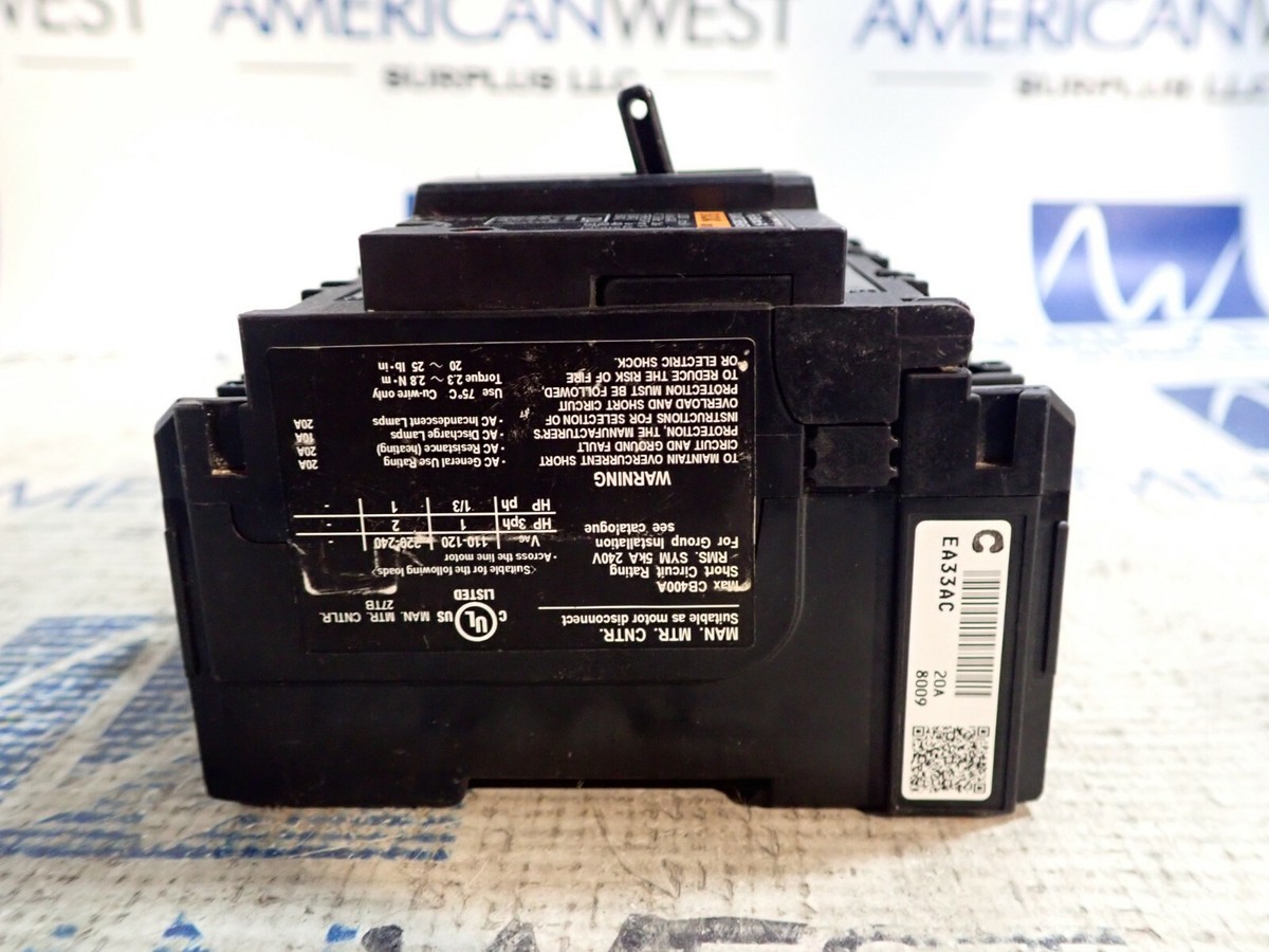 FUJI Auto Breaker EA33AC EA33AC-02074 20 amp 440 volt Feed Thru