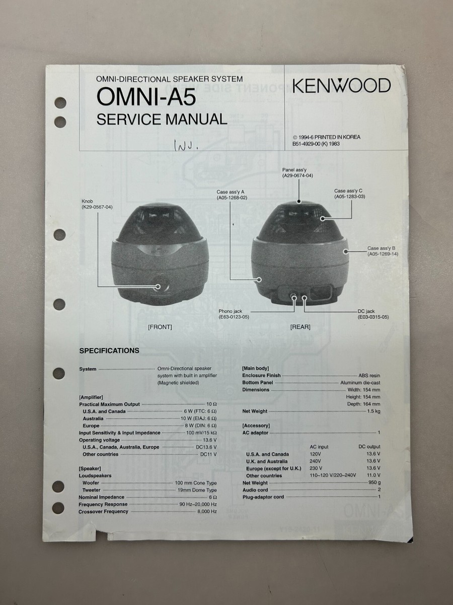 Kenwood OMNI-A5 Original Service Manual Free Shipping | eBay