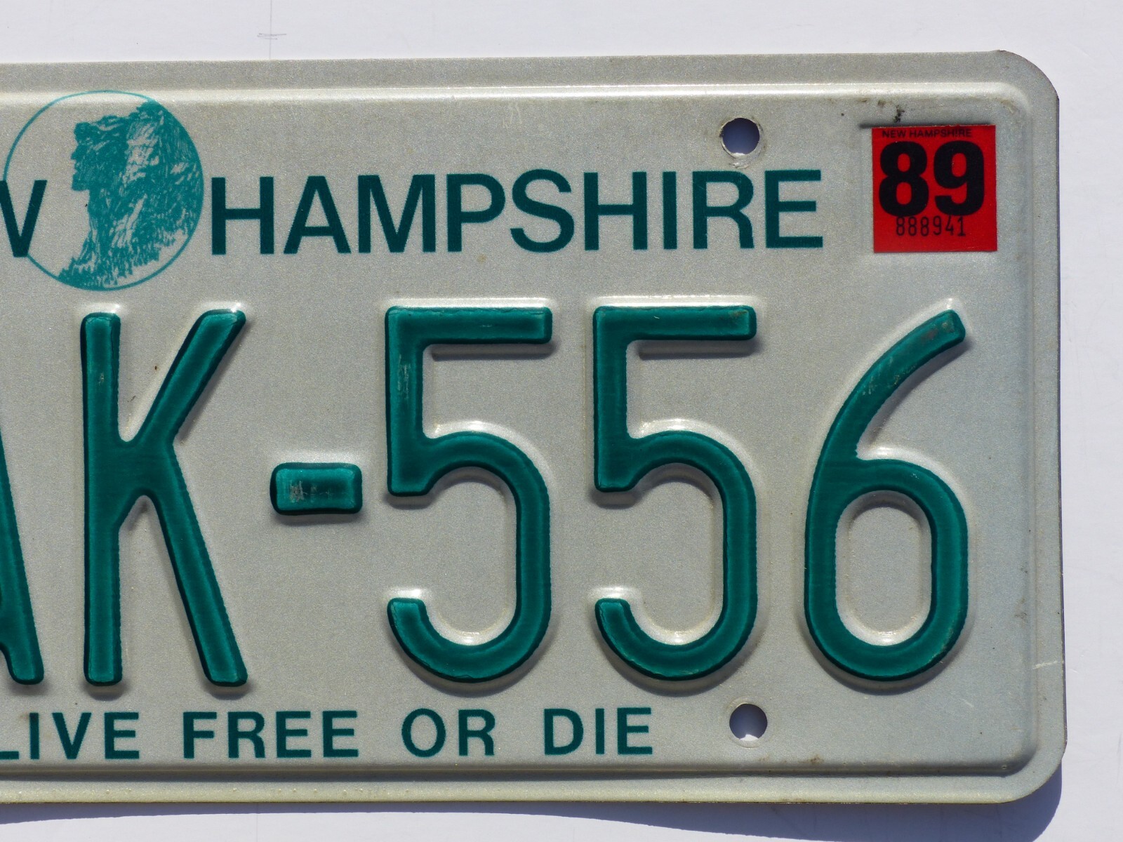 1989 "Natural Sticker" New Hampshire Car License Plates PAIR AAK556